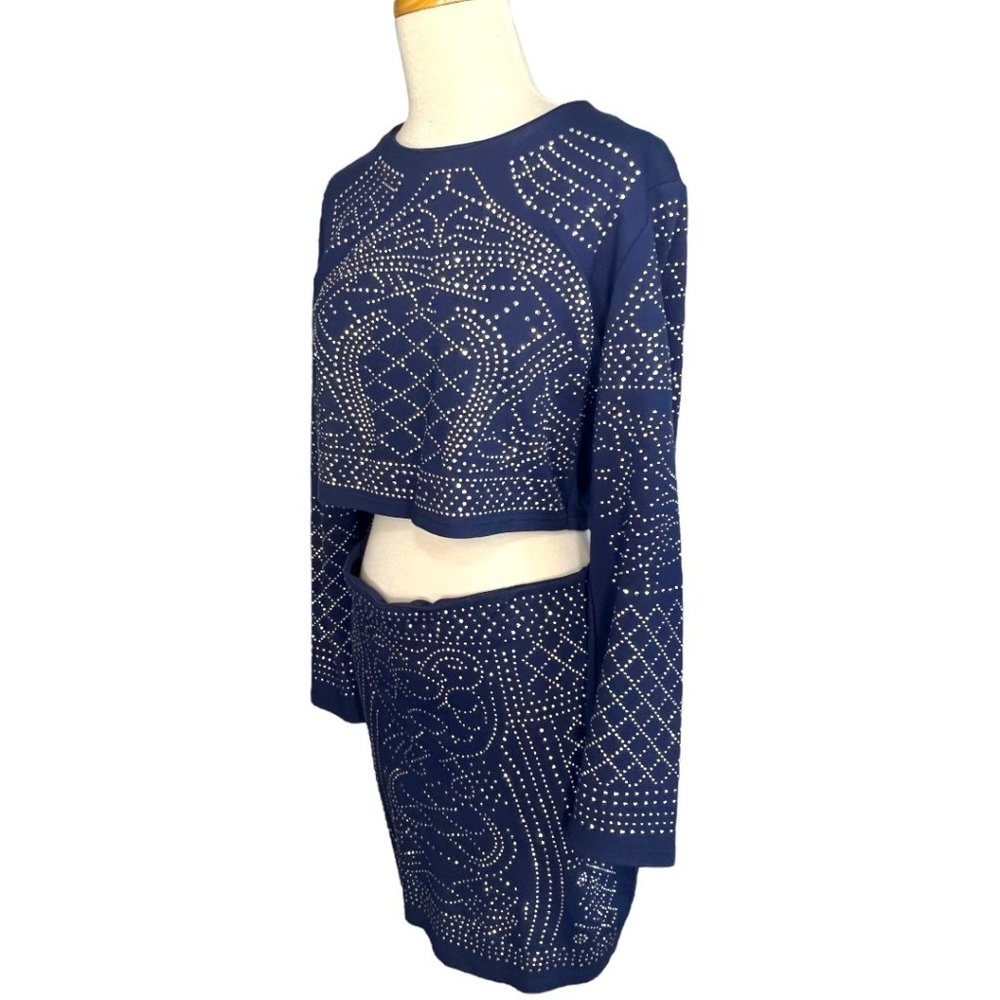 Mea Meor 2 Piece Studded Skirt Set Blue Size M EUC - Picture 5 of 13
